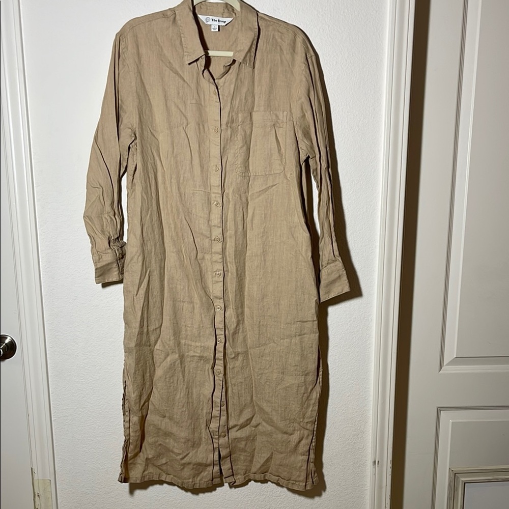 The Drop Tan Classic Linen Shirt Dress